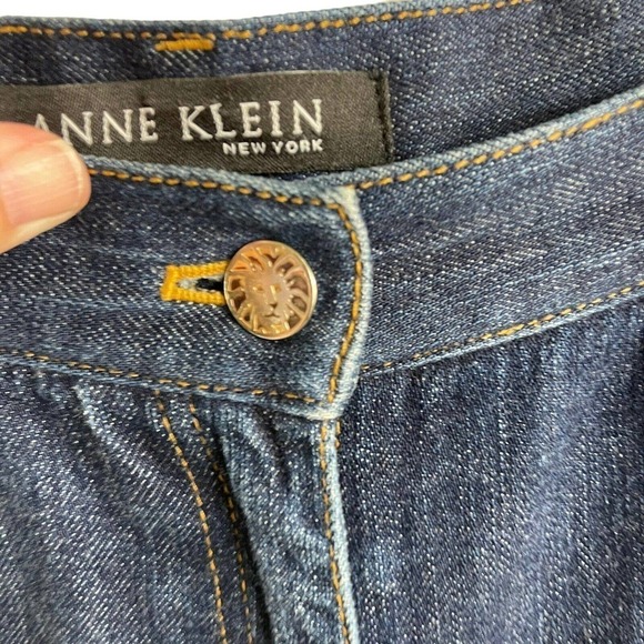 Anne Klein Womens Jeans Side Print High Rise Sz 8 Straight Leg Medium Wash EUC - Picture 8 of 11